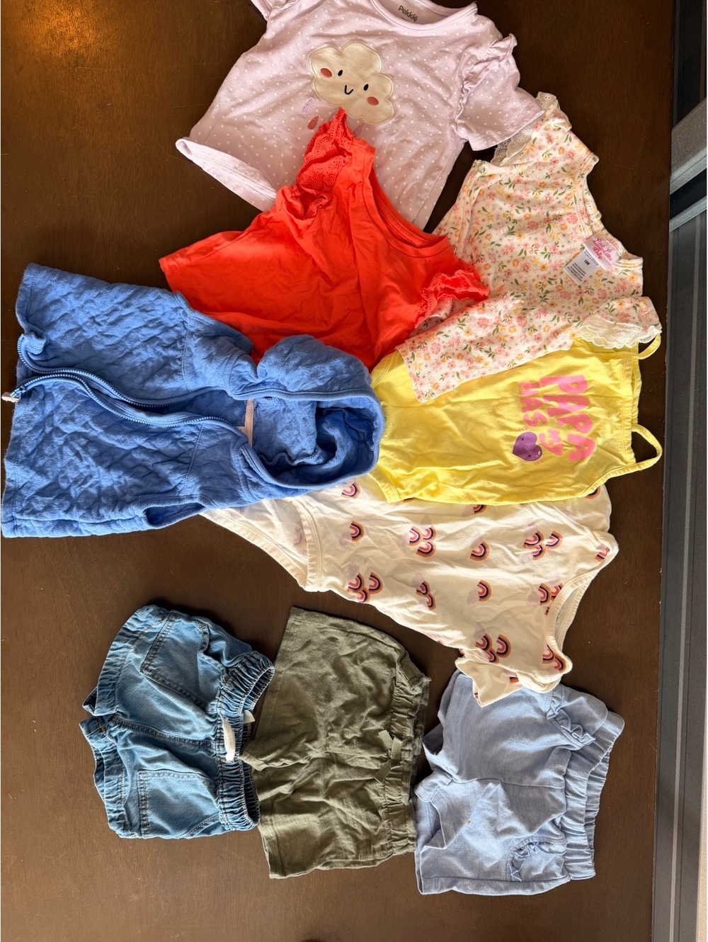 18 Months Baby Girl Summer Outfit Lot – Tops, Shorts & Zip-Up Hoodie Bundle